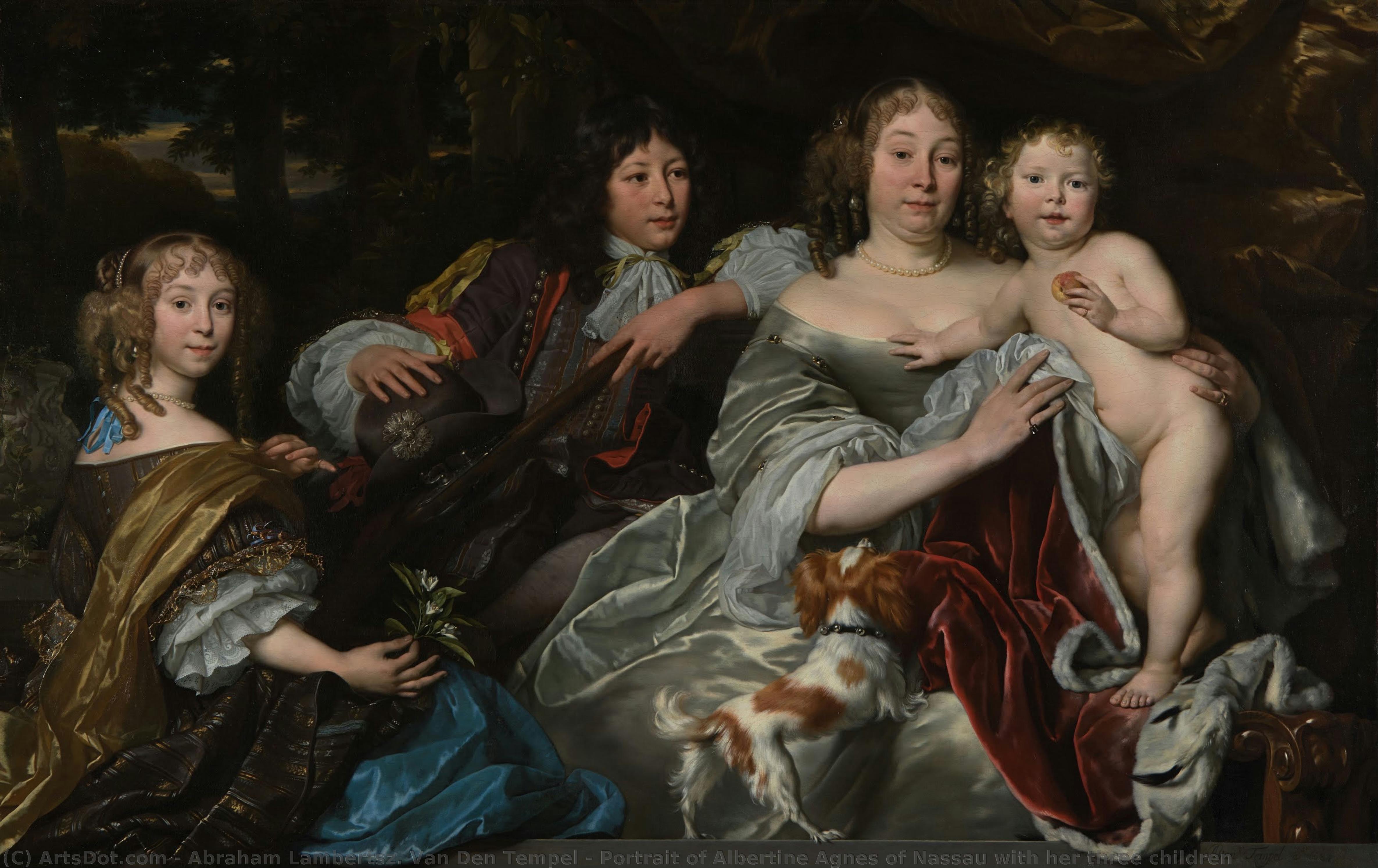 Portrait Of Albertine Agnes Of Nassau With Her Three Children — Abraham Van Den Tempel