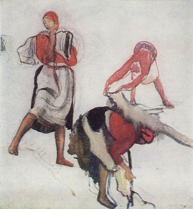 Study For Painting ''canvas Whitening'' — Zinaida Serebriakova