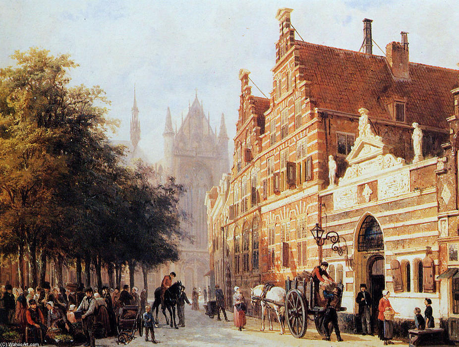 Kerkegracht En Weeshuis In Leiden — Cornelis Springer