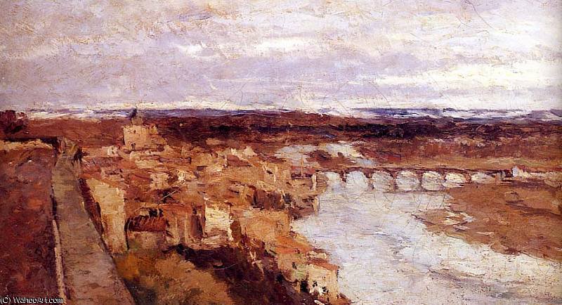 View Of The Town Of Pont Du Chateau — Albert-charles Lebourg