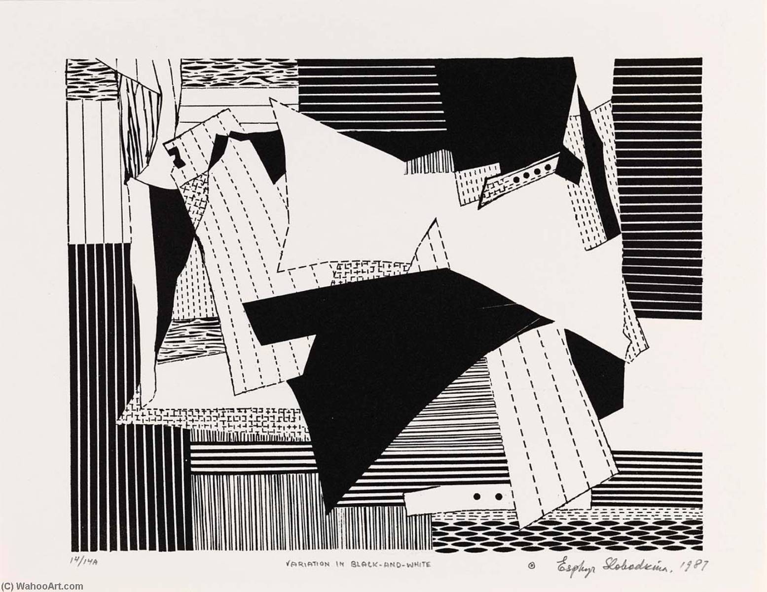 Variation In Black And White, From The American Abstract Artists 50th Anniversary Print Portfolio 1987 — Esphyr Slobodkina