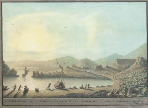 The Ancient Port And Ruins Of The Theatre At Cape Crio In The Bay Of Caramania — Luigi Mayer