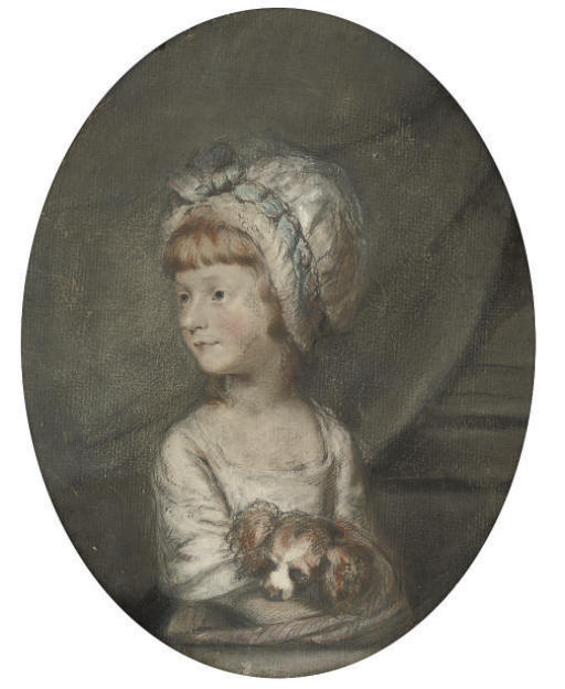 Portrait Of A Young Girl With Her Dog — Hugh Douglas Hamilton