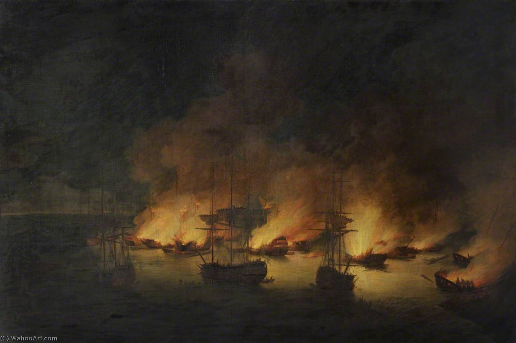 The Burning Of The Turkish Fleet In Chesme Bay, 7 July 1770 — Richard Paton