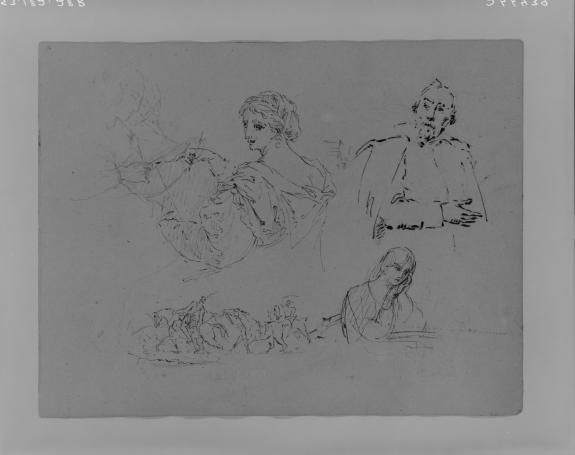 Woman Sketching; Two Women Reading; Portrait Of A Man ; Half-length Female Portrait; Two Equestrian Figures Leading A Horse — Thomas Sully