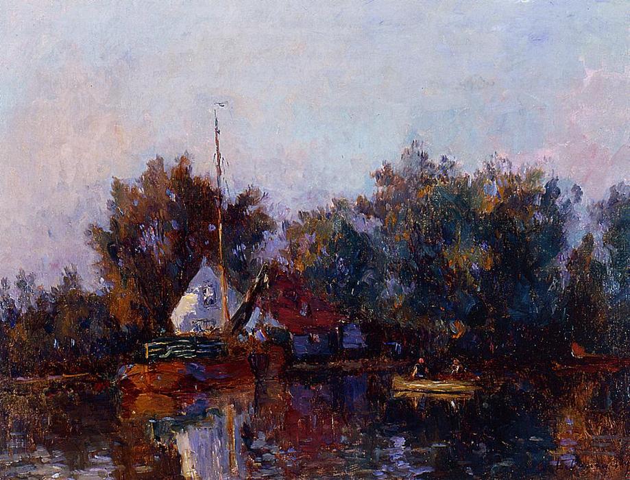 Canal In Holland Near Rotterdam — Albert-charles Lebourg