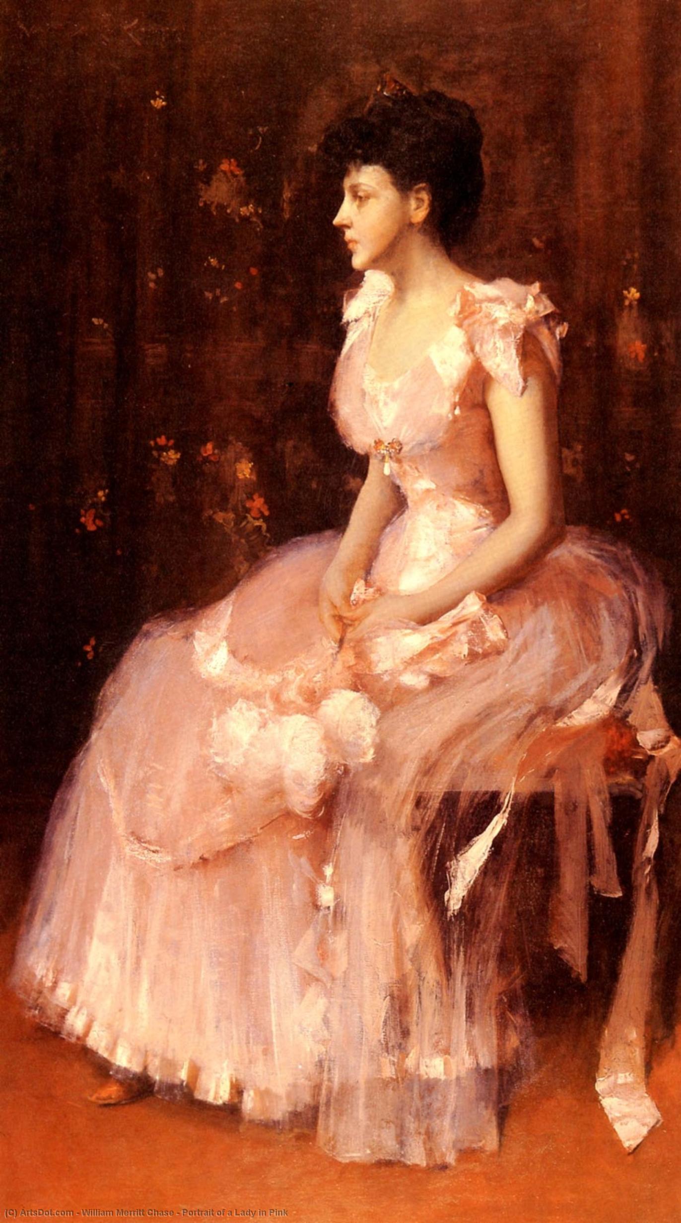 Portrait Of A Lady In Pink — ウィリアム・メリット・チェイス