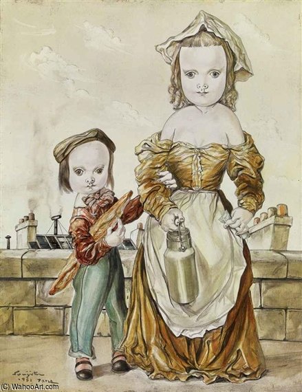 Two Children Carrying Bread And Milk — Léonard Tsuguharu Foujita