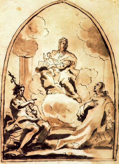Madonna Col Bambino, I Santi Bruno E Giovanni Battista — Luca Giordano