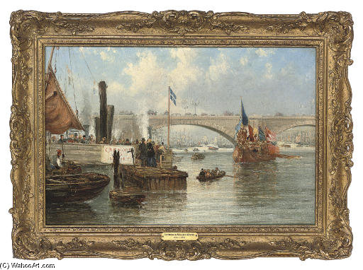 The Mayoral Barge At London Bridge — Frederick Waters (william) Watts