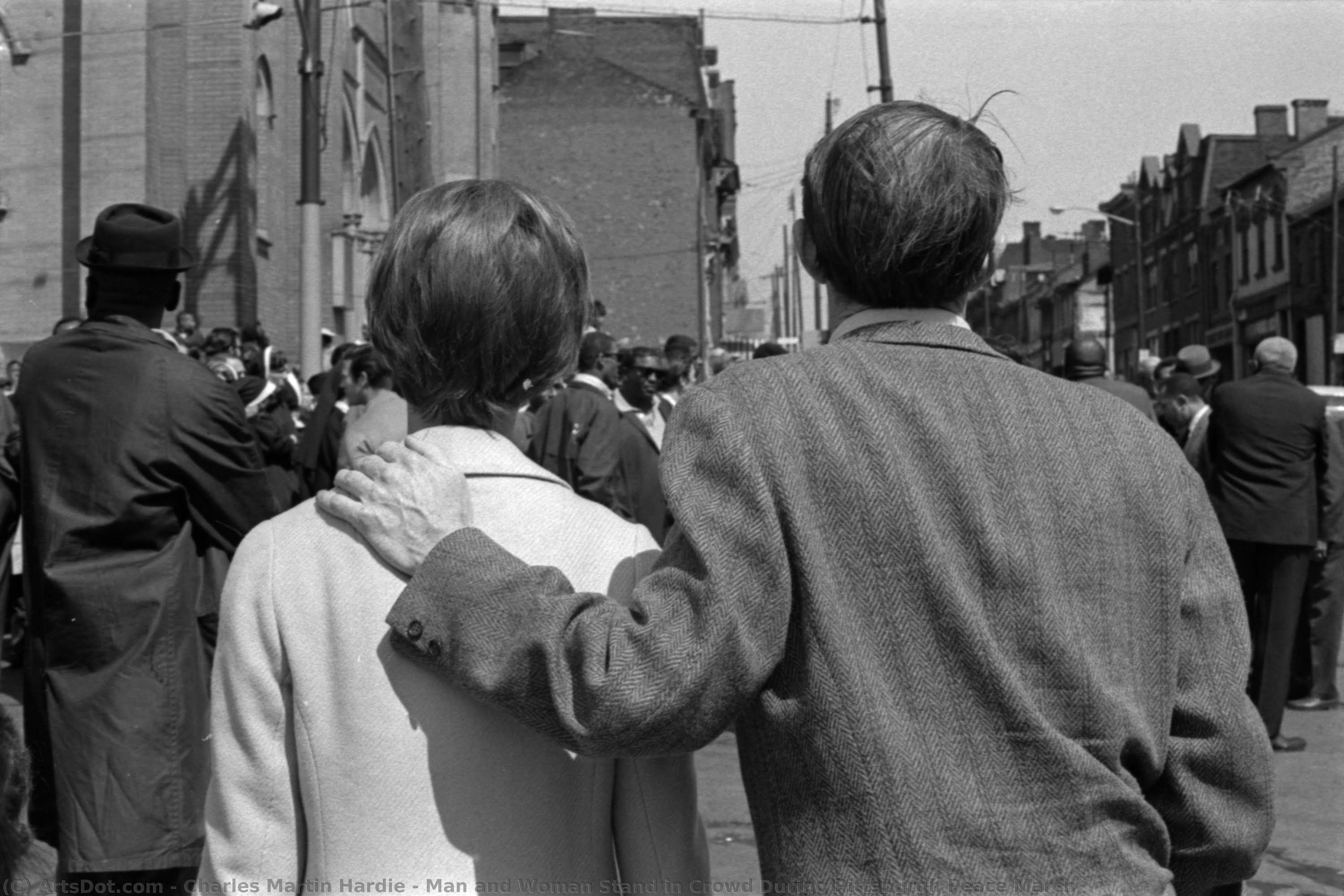 Man And Woman Stand In Crowd During Pittsburgh Peace March — Charles Martin Hardie