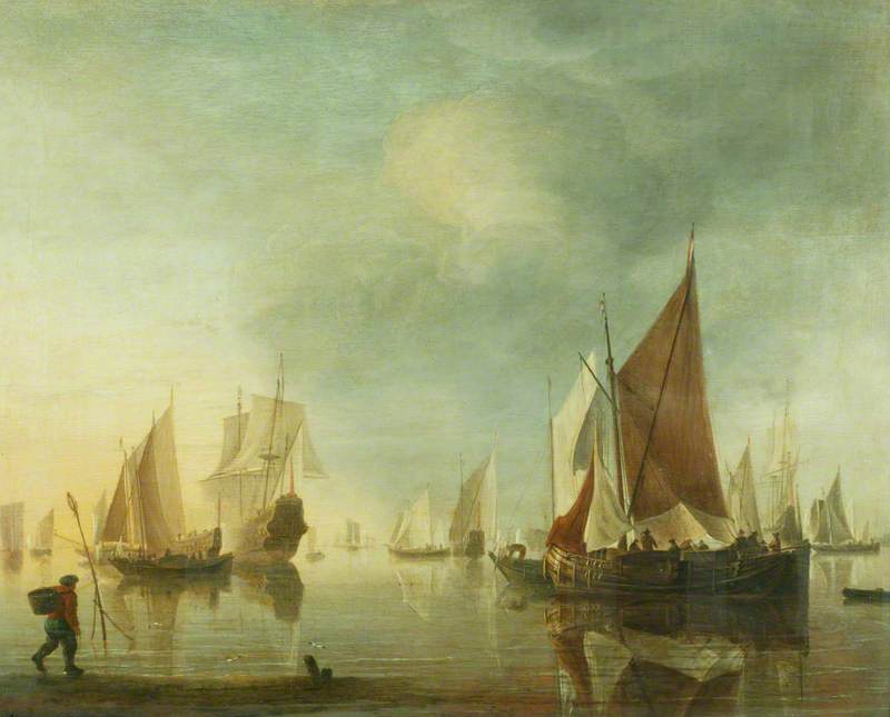 Shipping At Anchor Off The Shore In A Calm Sea — Hendrik Jacobsz Dubbels