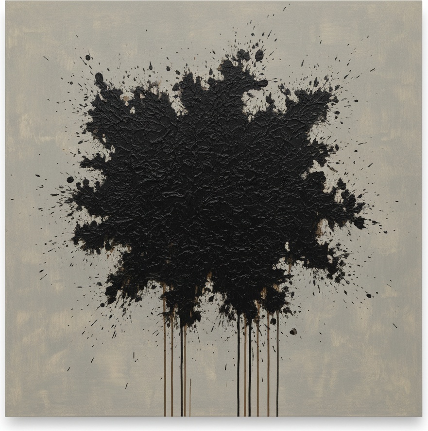 Monolithische Leere: Eine Organische Expansion Von Schatten Und Gravitation In Impasto-schwarz — Christian Noiret