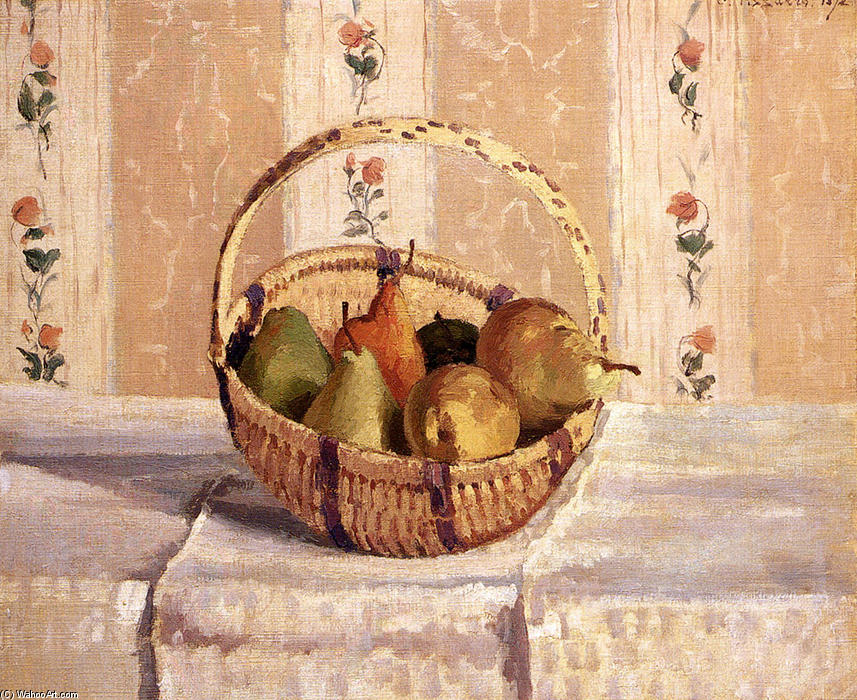 Apples And Pears In A Round Basket — Camille Pissarro