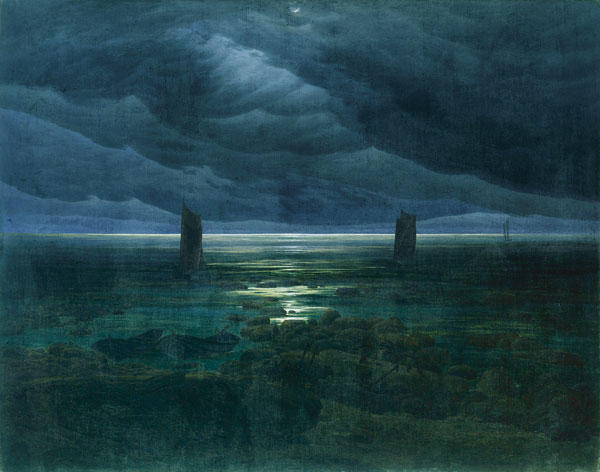 La Orilla Del Mar Bajo La Luna — Caspar David Friedrich
