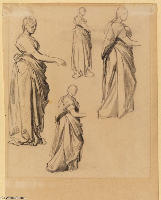 Four Studies Of A Draped Female Figure — George Frederic Watts