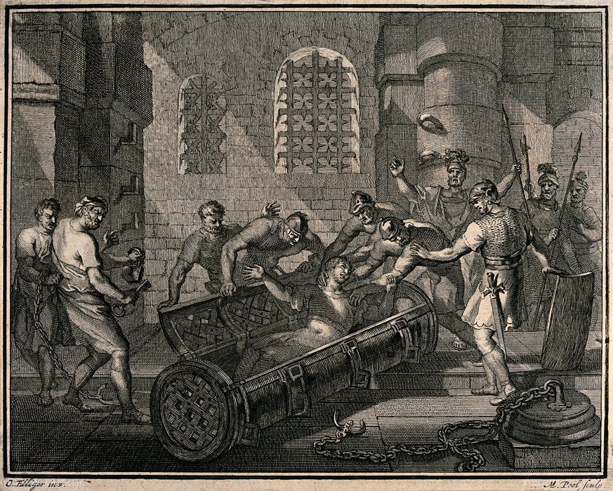 A Screaming Young Woman Is Forced By Soldiers Into A 'iron Coffin Of Lissa'. — Matthys Pool