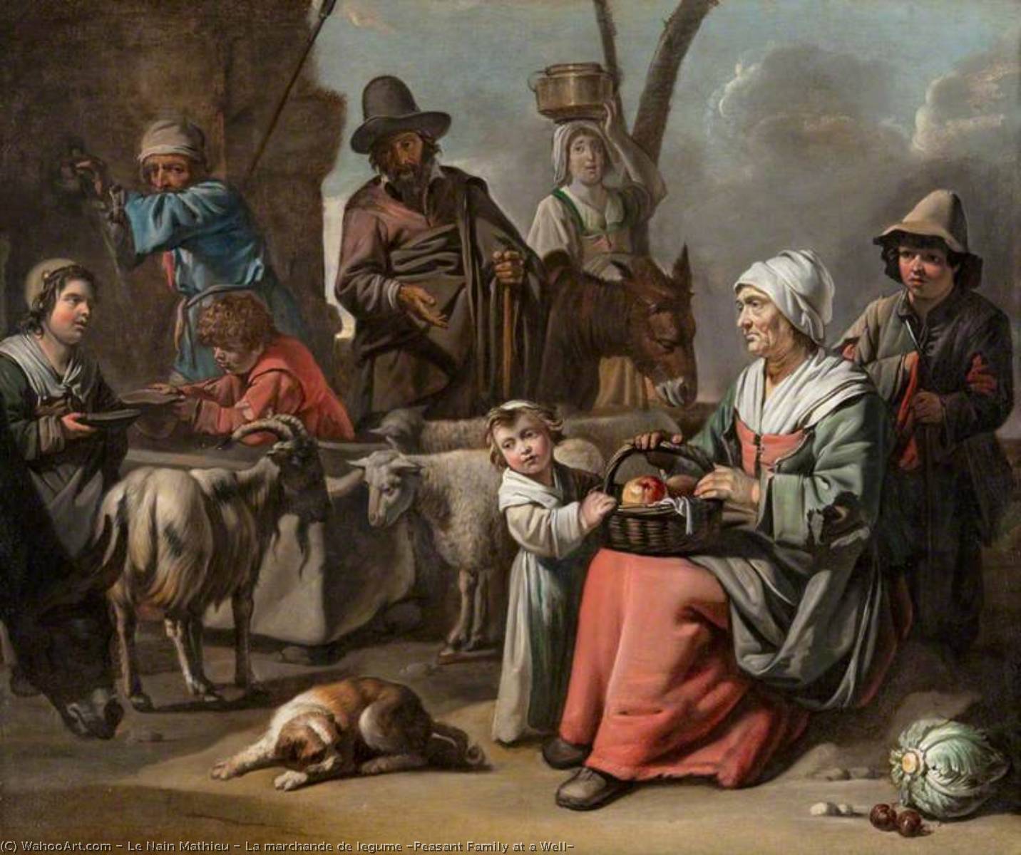 La Marchande De Legume (peasant Family At A Well) — Mathieu (brother) Le Nain