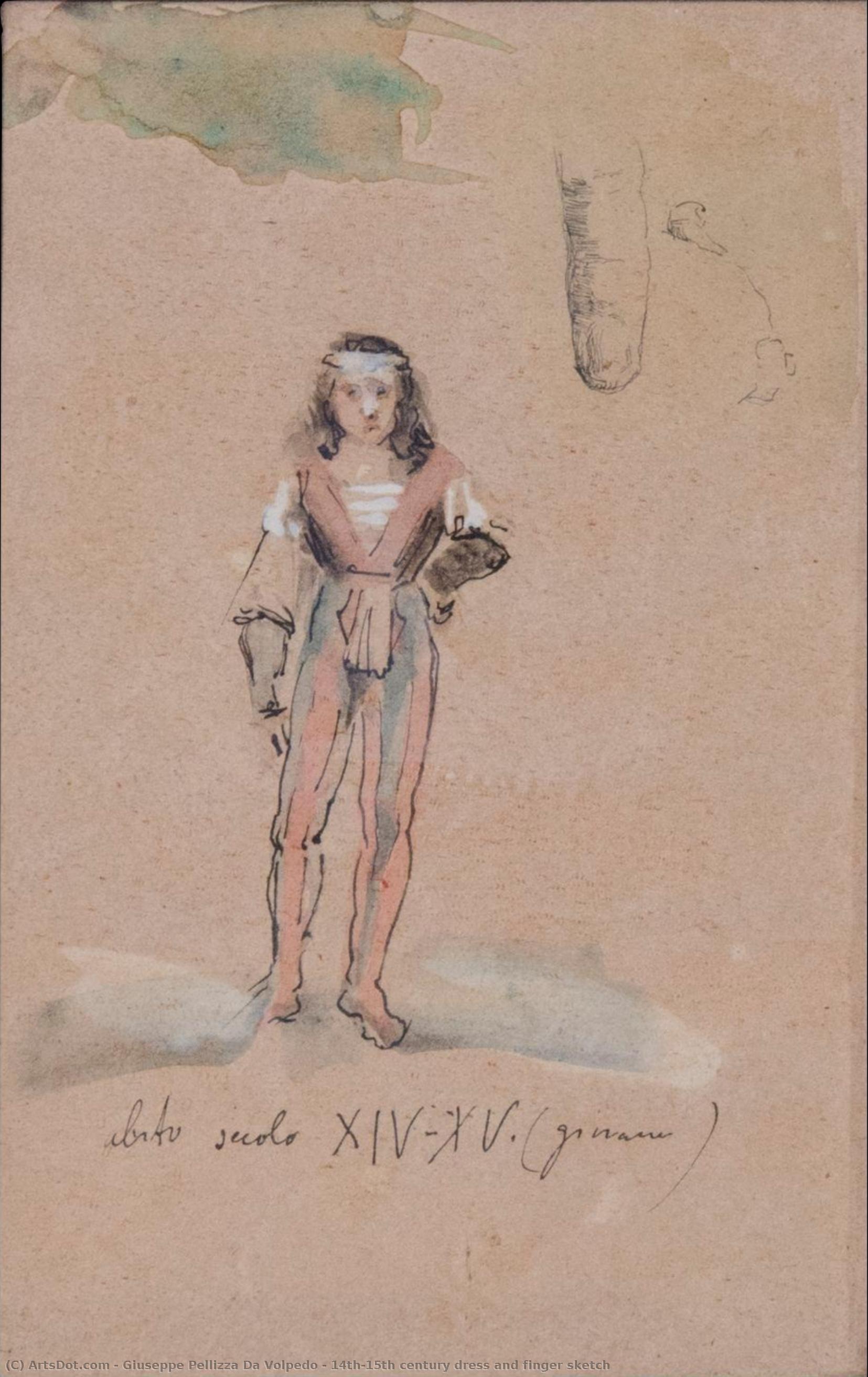 14th-15th Century Dress And Finger Sketch — Giuseppe Pellizza Da Volpedo