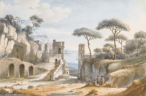 View Of The Bay Of Naples And The Castle From Mont Sant'elmo Posillipo — Victor Jean Nicolle