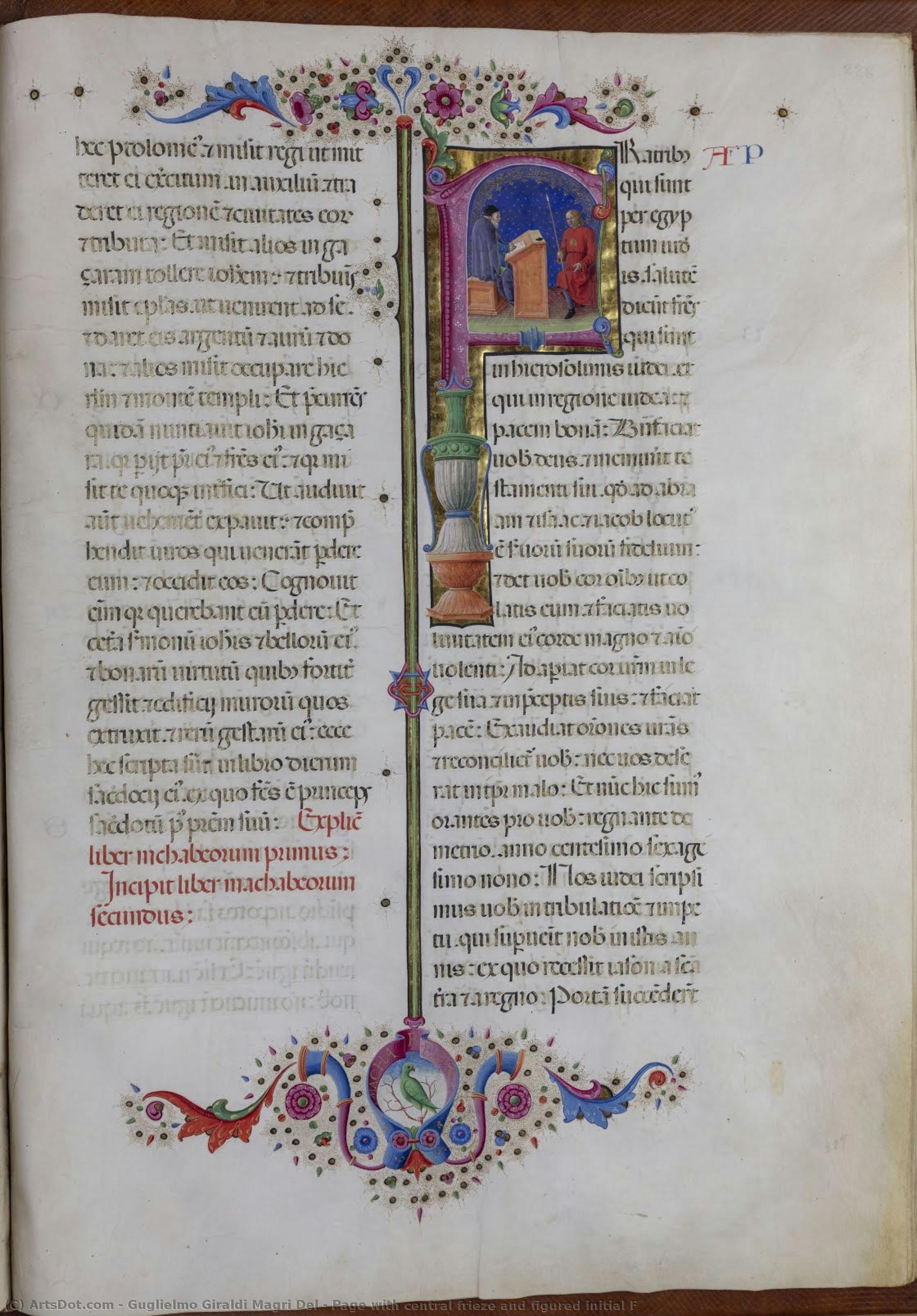 Page With Central Frieze And Figured Initial F — Guglielmo Giraldi Magri Del