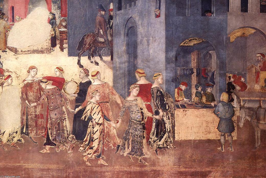 Die Auswirkungen Einer Guten Regierung Auf Das Stadtleben (detail) — Ambrogio Lorenzetti