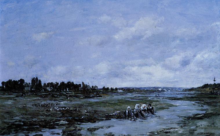 Laundresses On The Banks Of The River — Eugène Louis Boudin