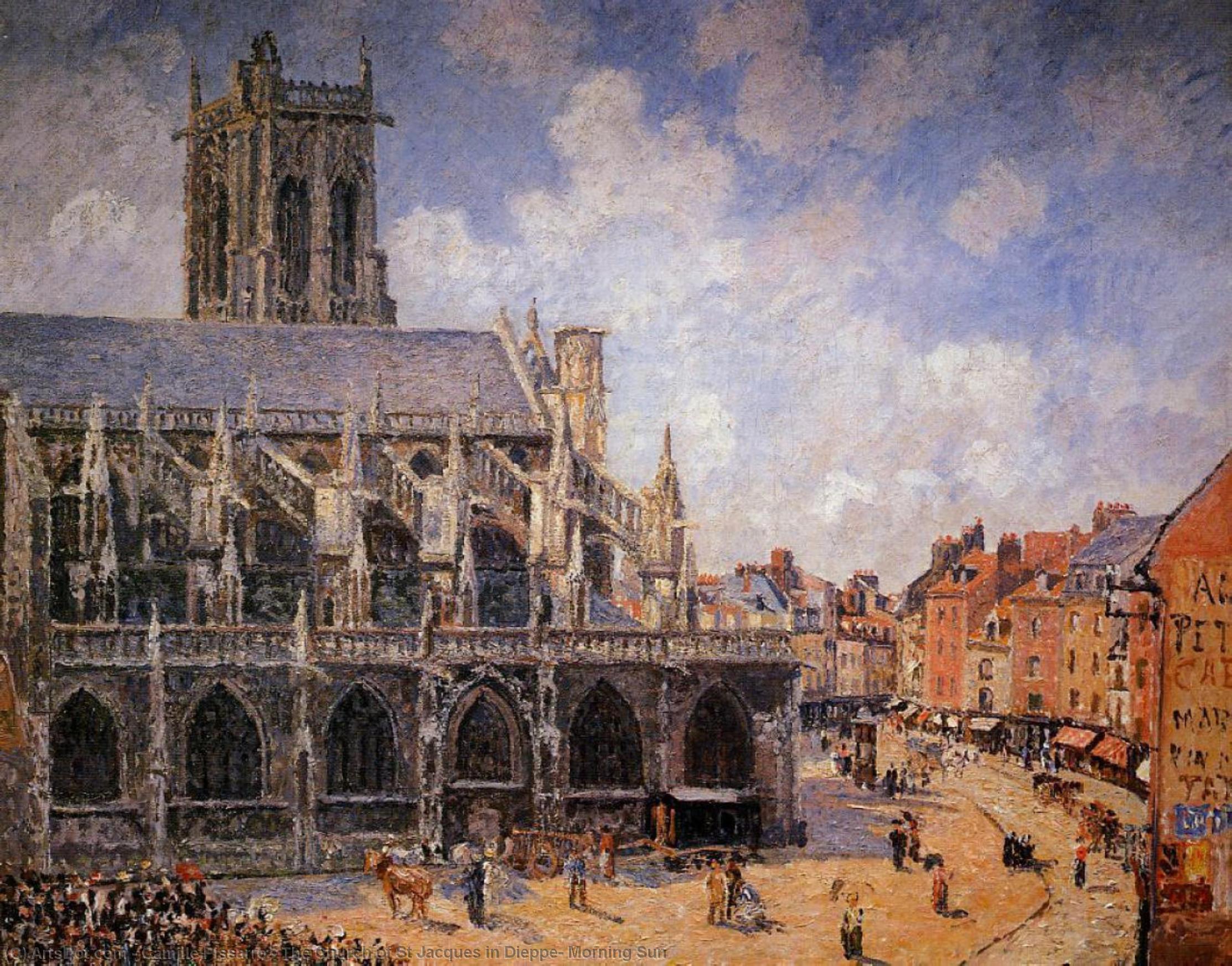 The Church Of St Jacques In Dieppe, Morning Sun — Camille Pissarro