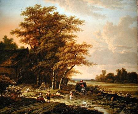 Evening Landscape With Travellers On A Path — Adriaen Hendricksz Verboom