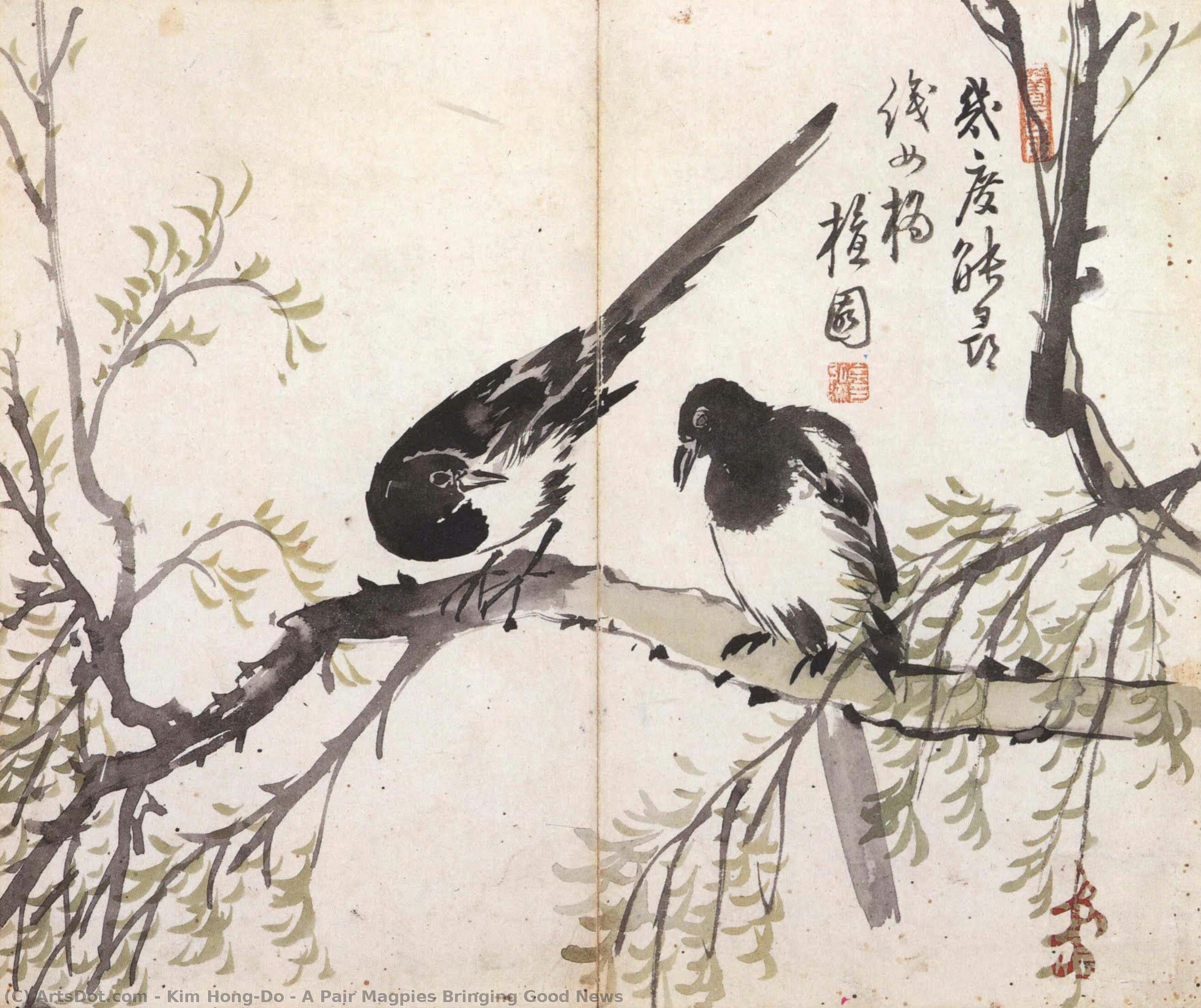 A Pair Magpies Bringing Good News — Kim Hong-do