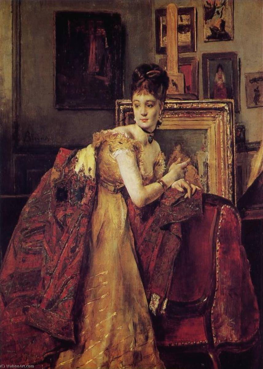 Lady With An Indian Shawl — Alfred Émile Léopold Stevens