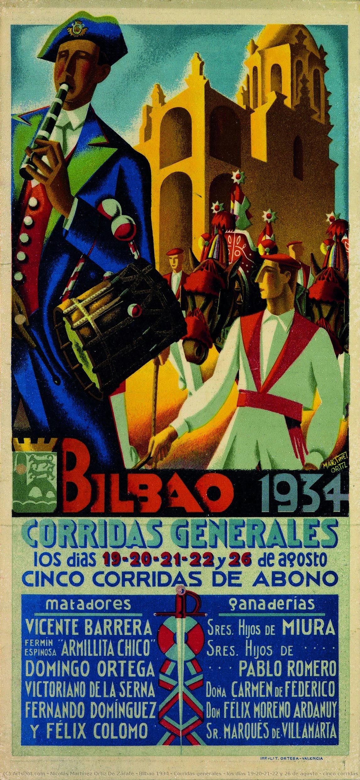 Bilbao 1934 / Corridas Generales / Los Días 19-20-21-22 Y 26 De Agosto / Cinco Corridas De Abono / — Nicolás Martínez Ortiz De Zárate