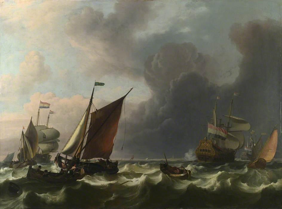Dutch Men Of War And Small Vessels In A Fresh Breeze Off Enkhuizen — Ludolf Backhuysen I