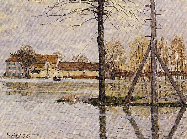 Ferry A La Île De La Loge, Inundación — Alfred Sisley