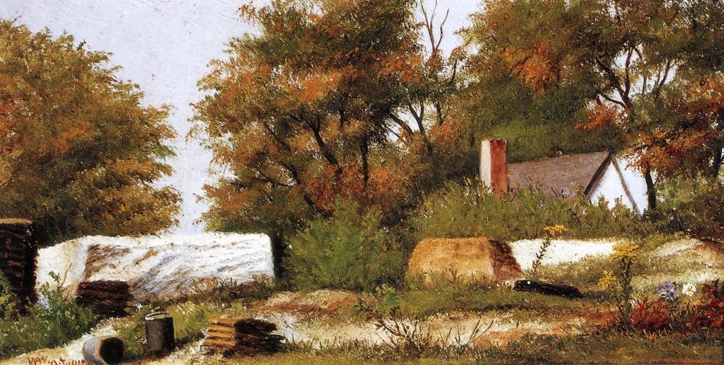 Autumn Scene In The Woods Of North Carolina With House And Stacks Of Wood — William Aiken Walker