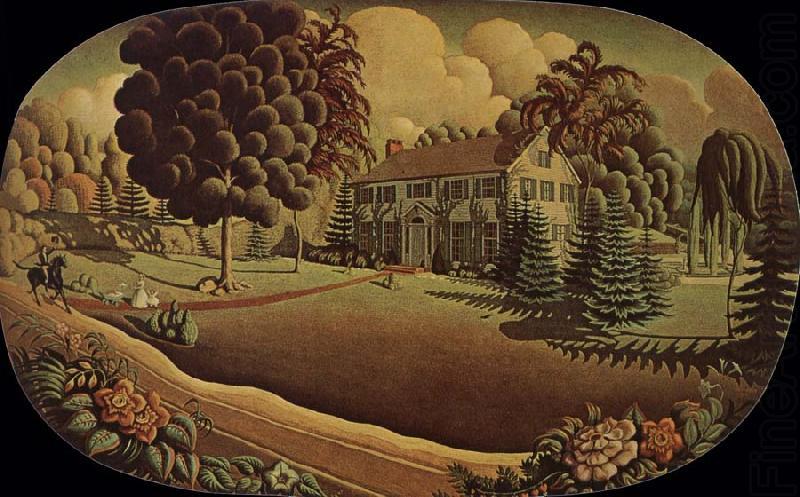 The Painting, On The Fireplace — Grant Wood