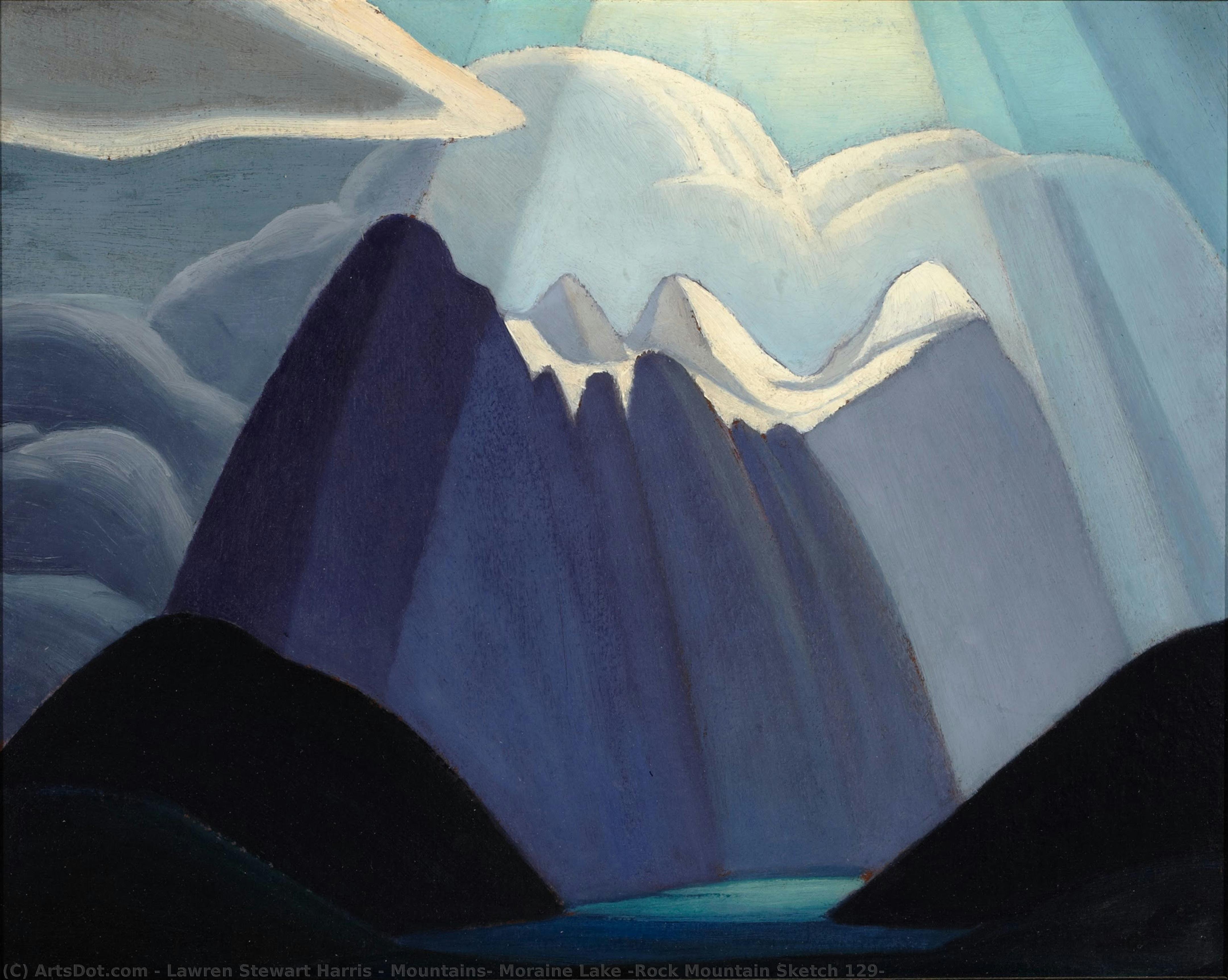 Mountains, Moraine Lake (rock Mountain Sketch 129) — Lawren Stewart Harris