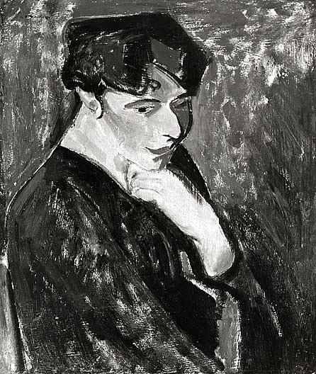 Woman With Blue Background, (painting) — Alfred Henry Maurer