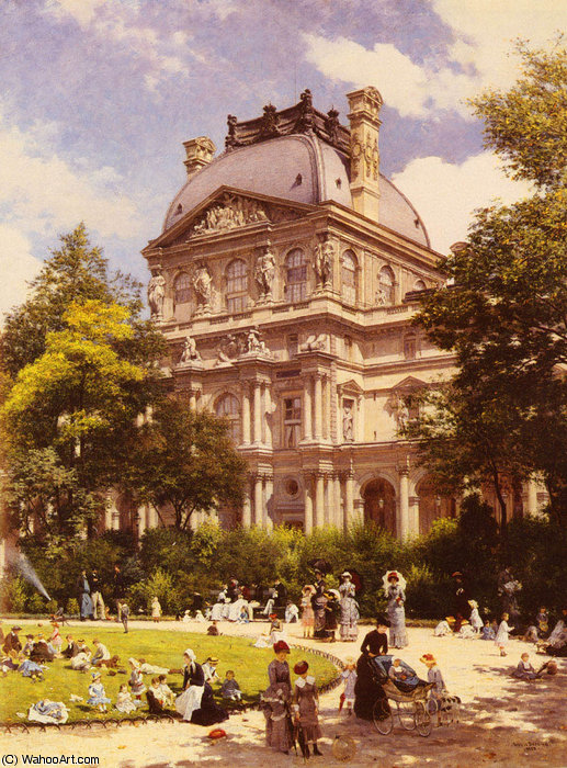 The Gardens Of The Carrousel And The Richelieu Pavillion In — Louis Beroud