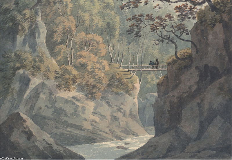 Alpine Bridge And Woodland Scenery Near Pistil Y Maw — John Warwick Smith