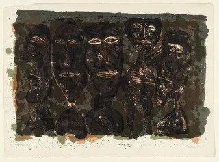 Group Of Suntanned Faces (suite De Visages Bronzes) — Jean Philippe Arthur Dubuffet