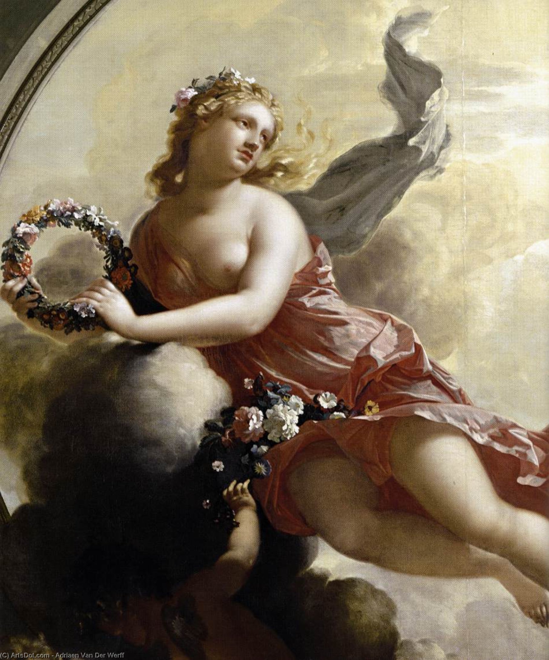 Flora With Putti Strewing Flowers (detail) — Adriaen Van Der Werff