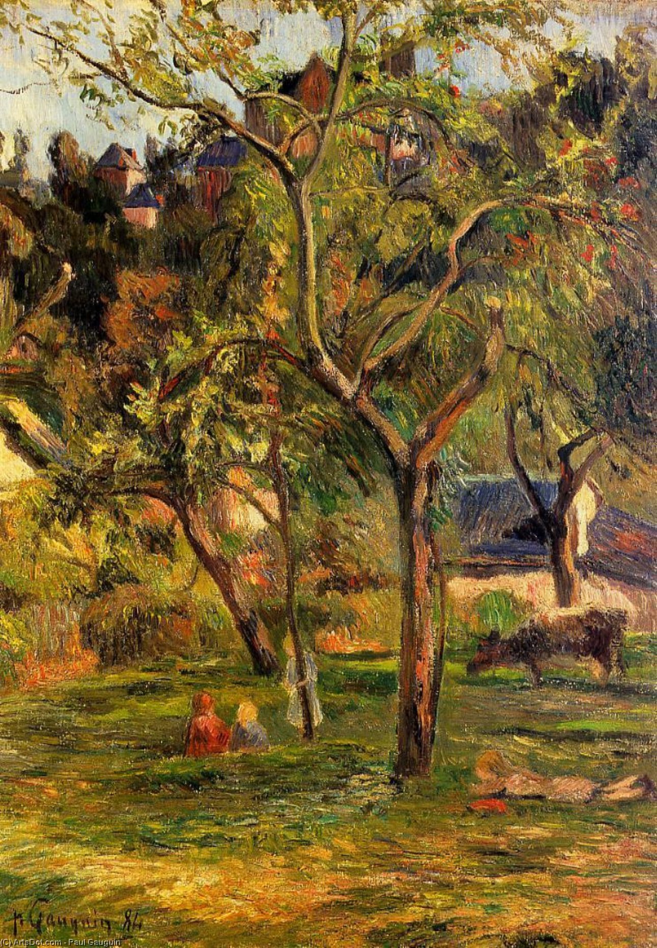 Children In The Pasture (also Known As Orchard Below Bihorel Church) — Eugène Henri Paul Gauguin
