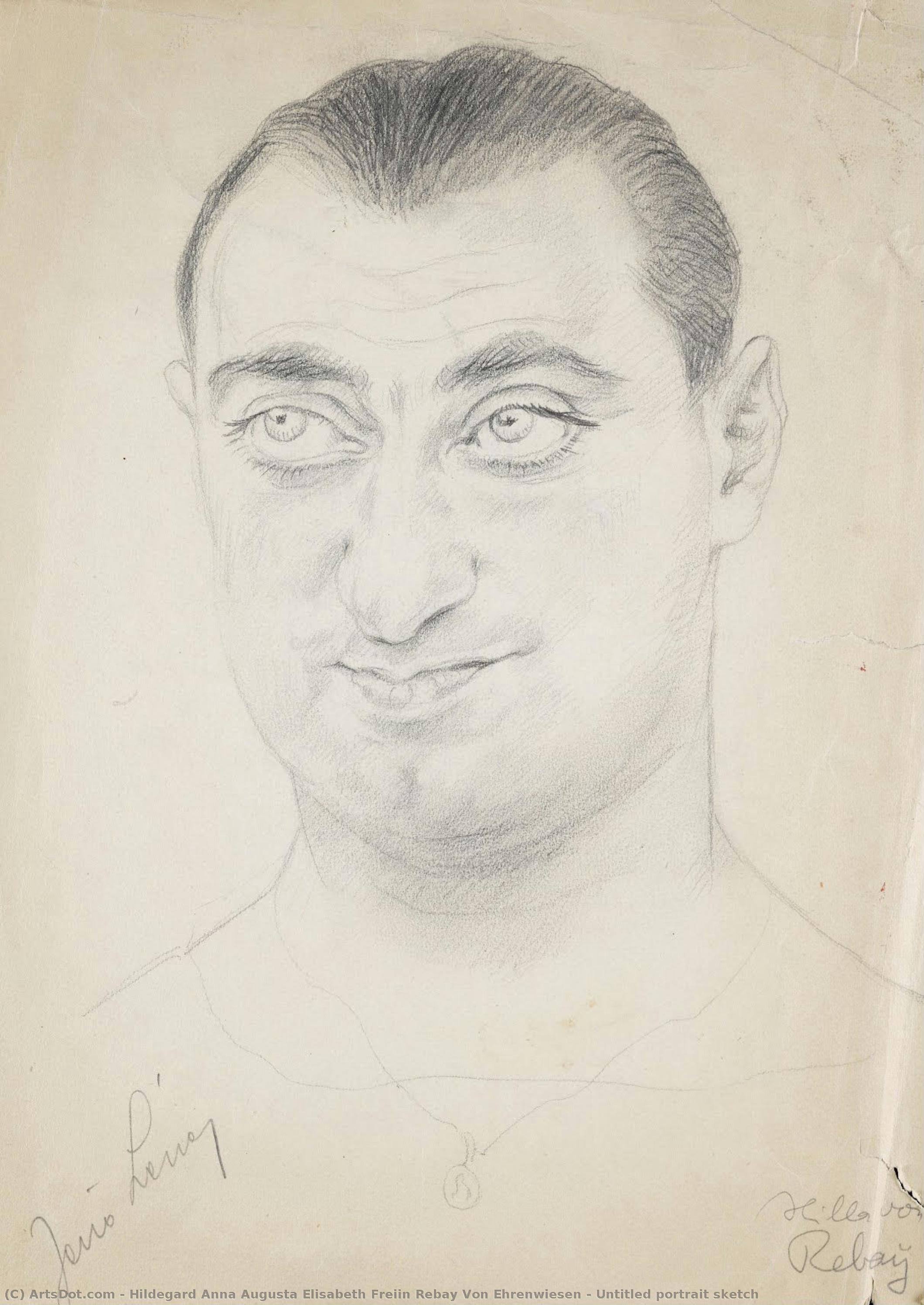 Untitled Portrait Sketch — Hildegard Anna Augusta Elisabeth Freiin Rebay Von Ehrenwiesen