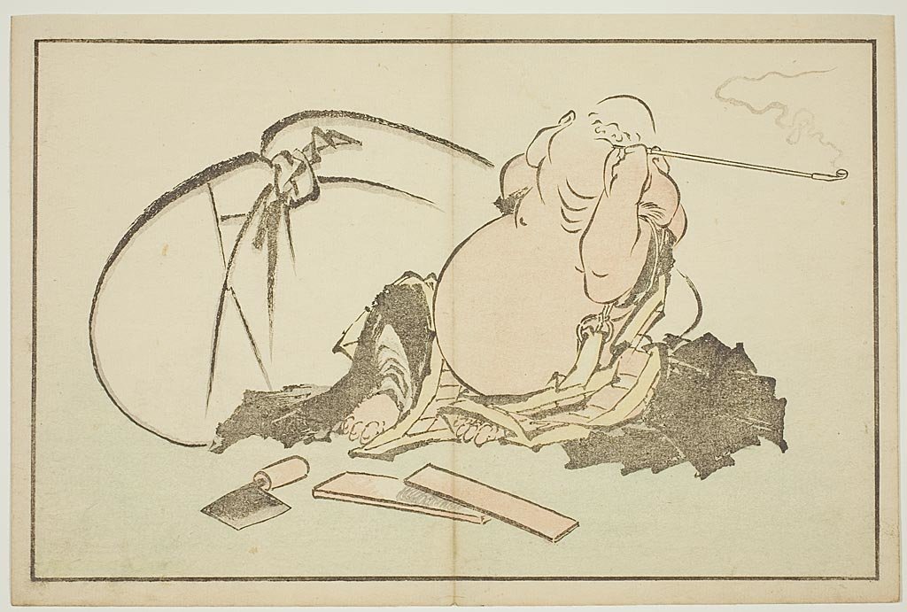 Hotei Smoking His Pipe — Katsushika Hokusai