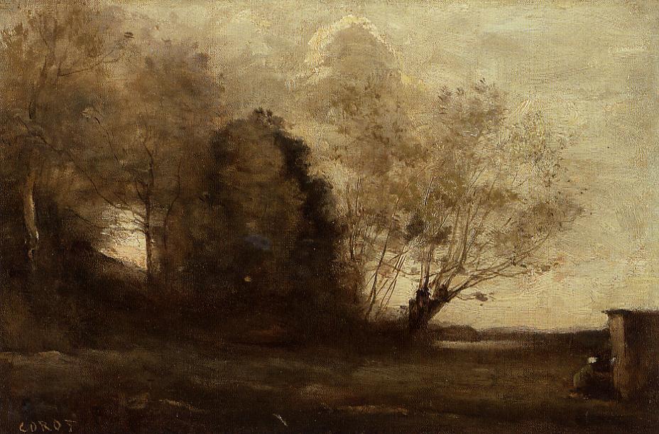 Peasant Girl Near A Cabin — Jean-baptiste-camille Corot