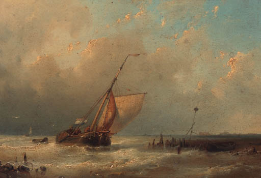 A Sailingboat In A River Estuary — Abraham Hulk Senior