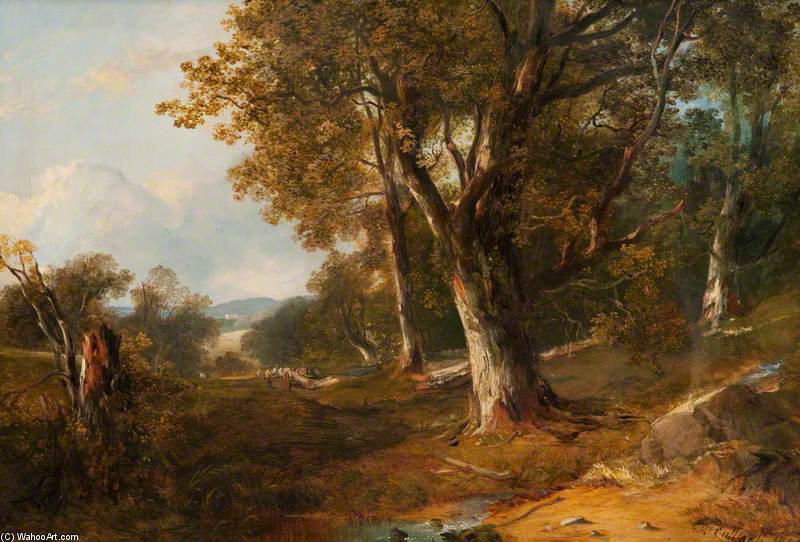 Wooded Landscape With Castle In The Distance — Horatio Mcculloch