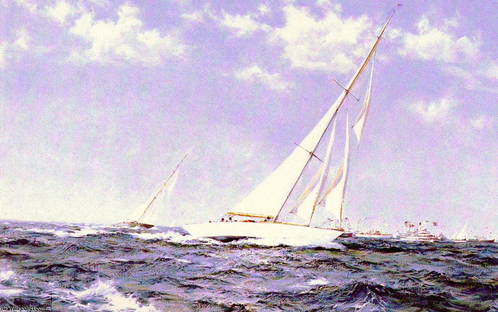 The Americas Cup Race - The Yachts Resolute And Shamrock — Montague Dawson