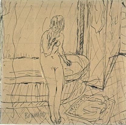 Nude Woman Standing In Front Of A Tub At His Feet, A Bath Mat — Pierre Bonnard